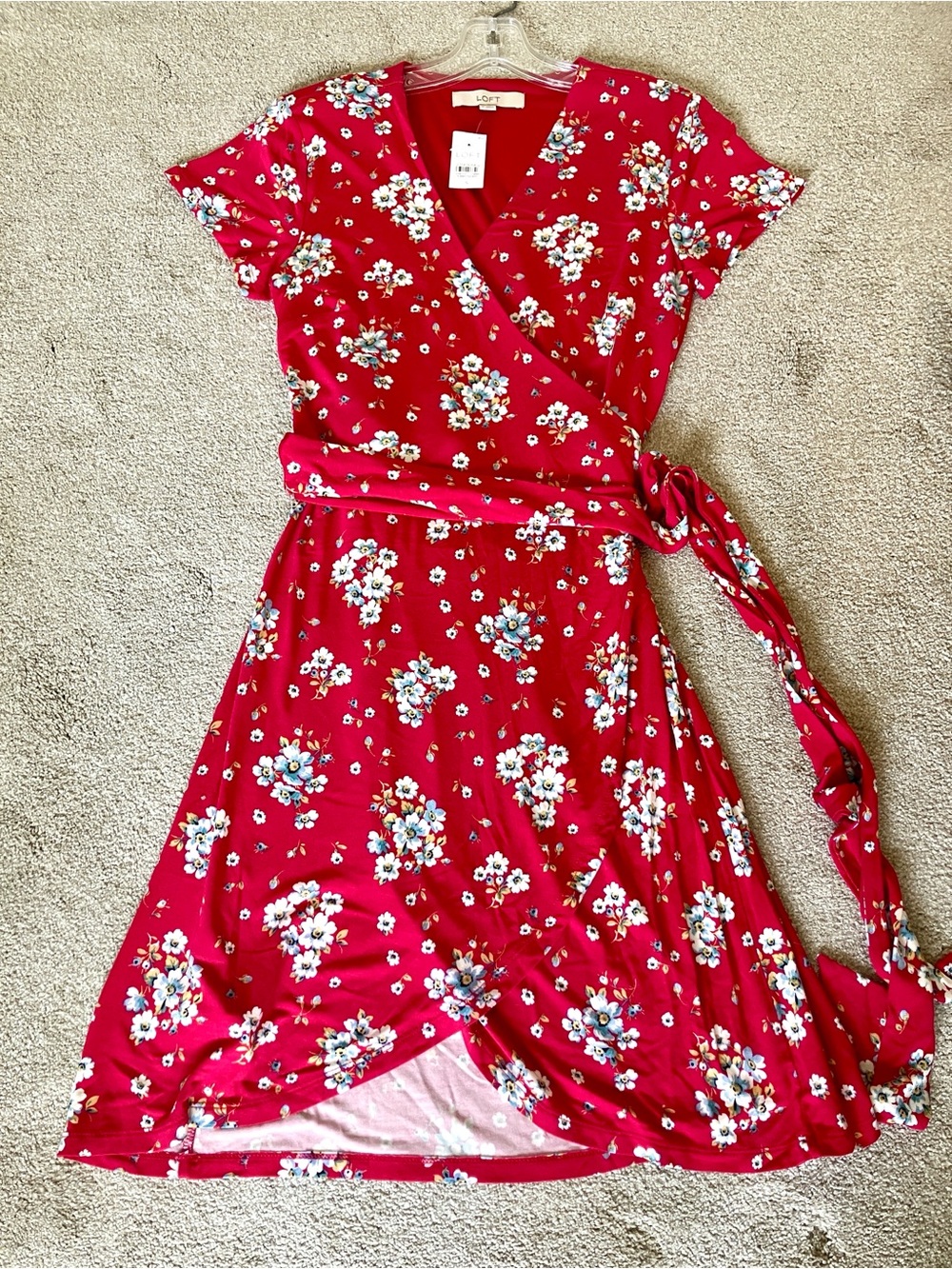 NWT LOFT Red Floral Wrap Dress